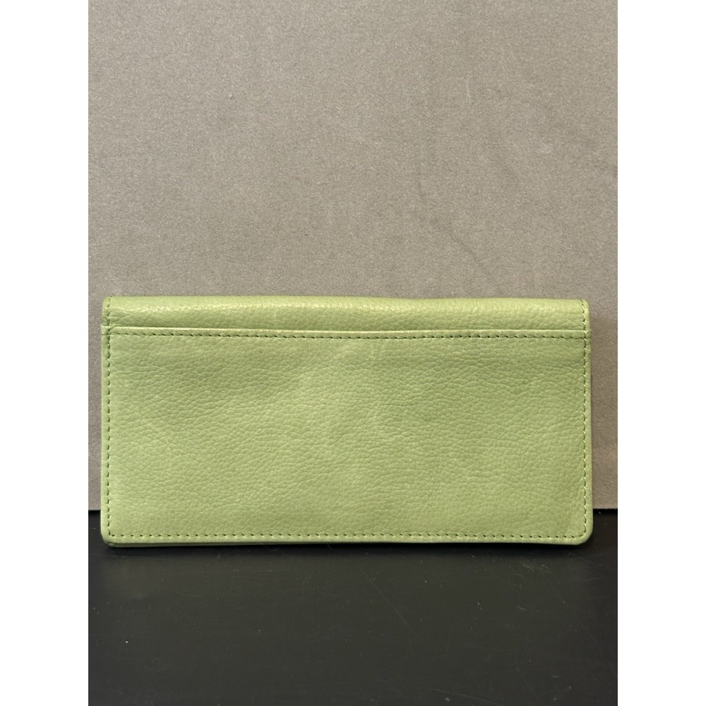 Women's Green Leather Wallet - Slim Continental Card Holder